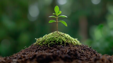 Miniature Redwood Seedling Growing in Fertile Soil