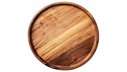 wooden plate top view isolated on white or transparent