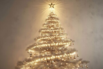 illustration of a New Year tree with a big star and lights