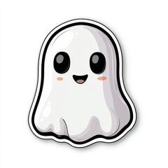 A cute cartoon ghost with big eyes and a smiling face, perfect for Halloween-themed designs, children's products, or fun decorations, It adds a playful touch to any festive project,