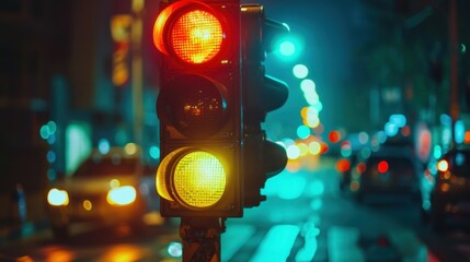 Traffic Lights: Devices at intersections that control vehicle movement, using red, yellow, and green lights to signal stop, slow down, or proceed.