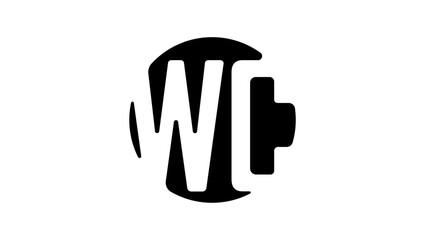 WC toilet sign, black isolated silhouette