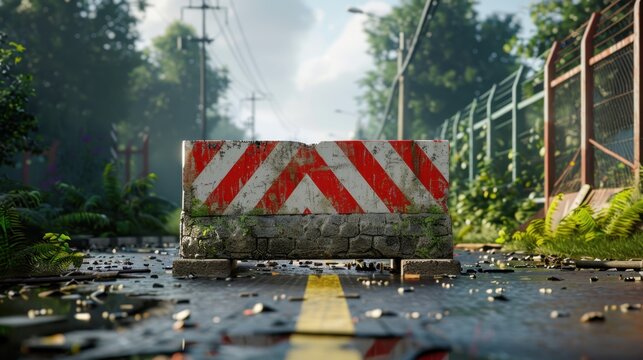 Roadblock: A barrier that halts traffic, typically caused by accidents or roadwork, forcing vehicles to stop or detour to continue their journey.
