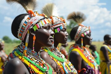 Fototapeta premium Tribal village tours, showing cultural dress and activities