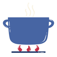 Doodle pot for cooking cute hand draw illustration inspired from cooking soup that can be use for social media, sticker, wallpaper, e.t.c with aesthetic light blue color