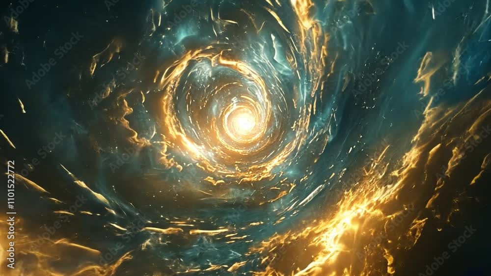 Aufkleber this captivating display features a vibrant spiral of golden clouds illuminated by a bright center, 