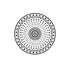 Doodle mandala circle point and line abstract and cute hand draw illustration inspired from road markings, earth that can be use for social media, sticker, wallpaper, e.t.c with aesthetic black color