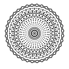 Doodle mandala circle point and line abstract and cute hand draw illustration inspired from road markings, earth that can be use for social media, sticker, wallpaper, e.t.c with aesthetic black color