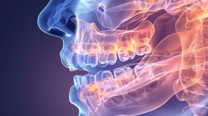 Fototapeta premium Sleep Apnea: A sleep disorder where breathing intermittently stops and starts during the night, leading to poor sleep quality and daytime fatigue. 