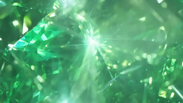 Shimmering emerald crystals reflect light beautifully, showcasing their vibrant green hues and intricate facets. This captivating display highlights nature's artistry