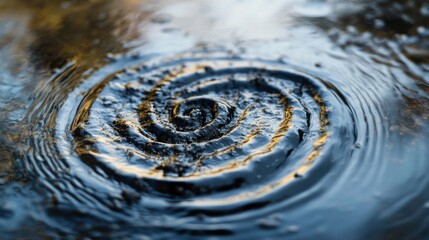 A Close-Up View of a Spiral Water Ripples Pattern