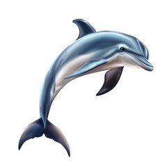 Obraz premium A blue and white dolphin is leaping out of the water