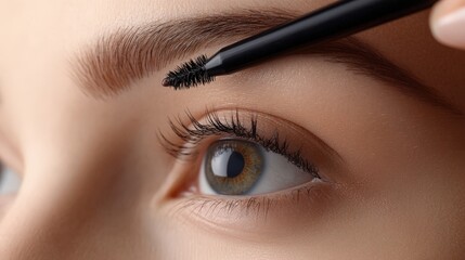 Naklejka premium Applying Brow Gel To Enhance Eyebrow Shape