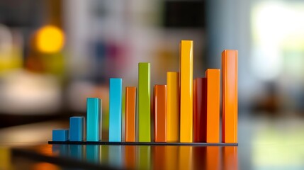 Obraz premium Uncertain Market Trends:Colorful Bar Graph Illustrating Stock Market Volatility