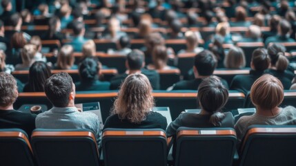 Rear View of Attendees in a Lecture Hall