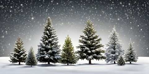 Naklejka premium Collection of christmas Trees with Snow isolated on transparent or white background.