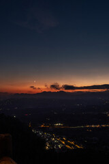 View of the city at night from above