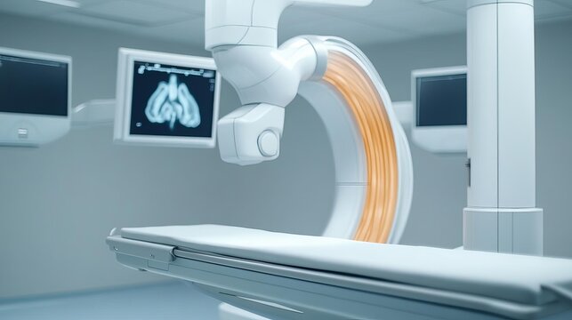 Fluoroscopy imaging room with automated real-time adjustments for precise visuals, fluoroscopy radiology, dynamic imaging