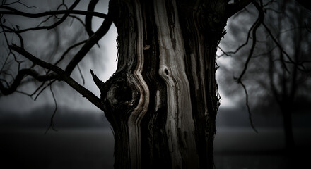 Obraz premium Dark Close-up Texture of a Tree Bark with Rich, Warm Tones - Nature Photography