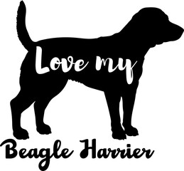 Beagle Harrier.svg dog silhouette, dog, dog breeds, logo, vector, love me love my dog, silhouette, i love my dog, animal, illustration, icon, sign, design, black, symbol, pet, love 