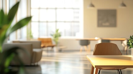 Empty Wooden Table in a Modern Living Space