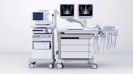 Mobile radiology cart with integrated imaging tools for ICU use, ICU radiology cart, bedside diagnostics