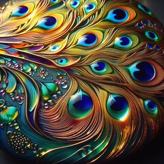 Obraz premium Vibrant Glass Peacock Tail A peacock's tail captured in vibrant