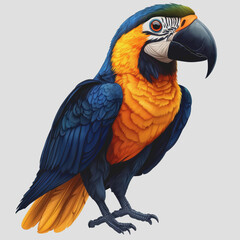 Fototapeta premium Isolated Vector Illustration of a Colorful Macaw Bird on a White Background Featuring Detailed Wildlife Design for Nature Enthusiasts