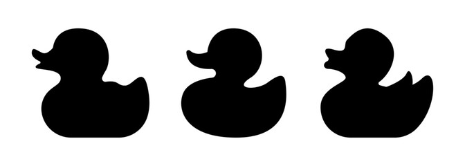 Rubber duck silhouette on white background. Duck toy silhouette icon design vector illustration