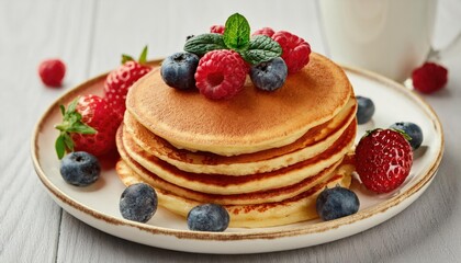 Pancakes with fresh berries 