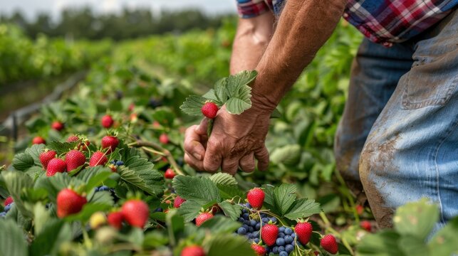 Berry Picking: Harvesting sweet, ripe berries such as strawberries, raspberries, and blueberries, a fun outdoor activity enjoyed in summer and early fall.
