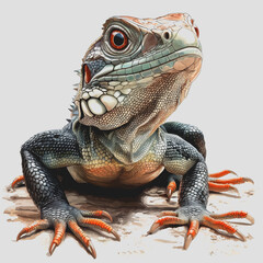 Obraz premium Stunning Exotic Creature Illustration Featuring a Unique Lizard on a White Background Ideal for Nature and Wildlife Themes