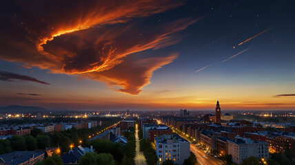 Fototapeta premium 彗星と空のグラデーション