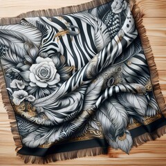 Zebra Print Scarf A scarf featuring a bold zebra print design