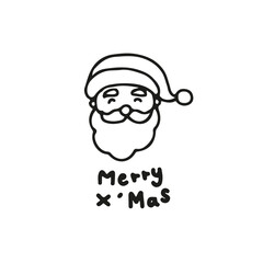 santa clause head hand drawn icon vector.