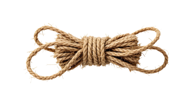Bundle of brown Rope on transparent background, cut out