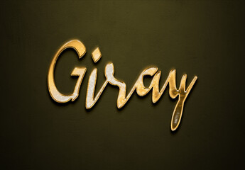Old gold text effect of Turkish name Giray with 3D glossy style Mockup.