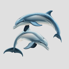 Obraz premium Vector Illustration of Two Dolphins Swimming in a River, Isolated on a White Background, Perfect for Nature and Wildlife Themes