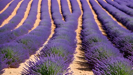 Lavender fields of provence france in full bloom under a clear blue sky, Ai Generated