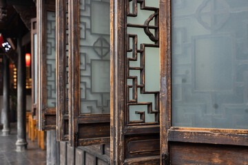 Vintage wooden Windows in Jinli Ancient Street, Chengdu, China