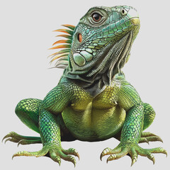 Fototapeta premium Vibrant Tropical Reptile Illustration Isolated on a White Background Featuring Intricate Details and Lifelike Colors, Perfect for Nature and Wildlife Projects