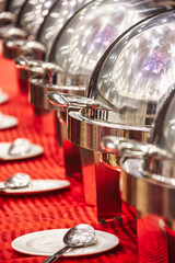 Round Chafing Dishes stainless steel with lid to keep warm the food for buffet restaurant