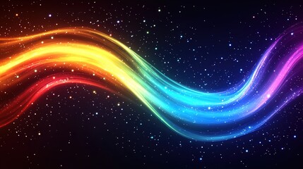 colorful abstract spiral rays and waves with cosmic rays, neon style