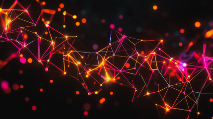 Fototapeta premium Abstract business connection of lines from nodes It is connected to endless nodes and represents the innovation of communication in the network.