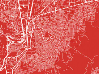 Christmas Map of Buenavista, Mexico in Snowy White on Festive Red Background.