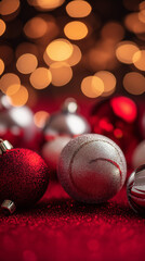 red christmas balls on christmas tree