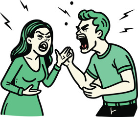  Man and woman stand in front of each other and loudly cursing