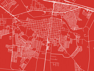 Obraz premium Christmas Map of Cadereyta Jimenez, Mexico in Snowy White on Festive Red Background.