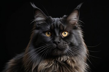 Fototapeta premium arafed black cat with yellow eyes looking at the camera