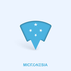 Micronesia Flag Map Pointer Design with Shadow.